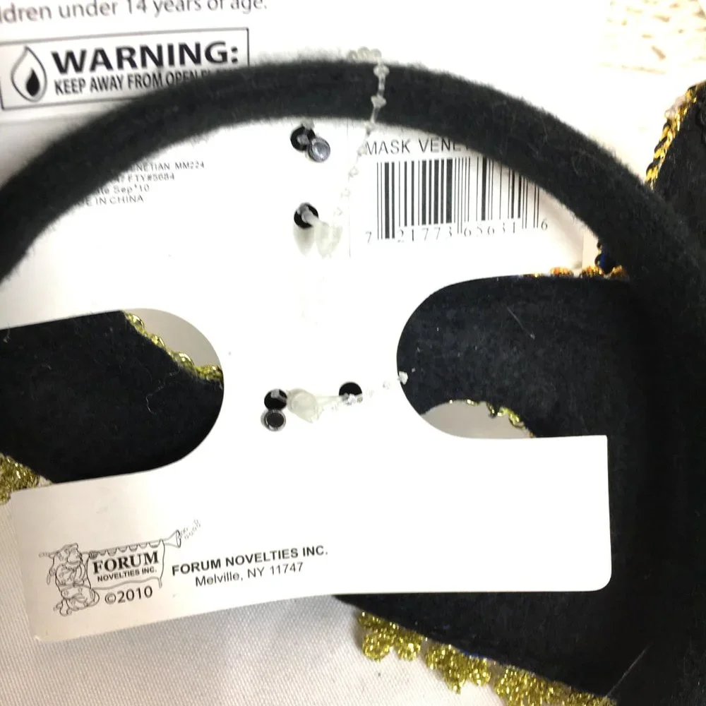Venetian Blue Velvet Gold Carnival Mask NWT